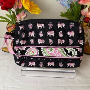 NWOT Vera Bradley Pink Elephants Cosmetic Bag Black and pink Elephants Organizer
